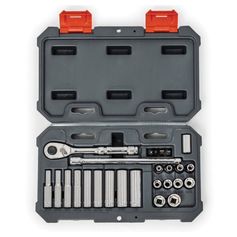 CRESCENT CSWS2C Mechanic's Tool Set, 1/4 in Drive, System of Measurement: Imperial, 6 -Point, 26 -Piece