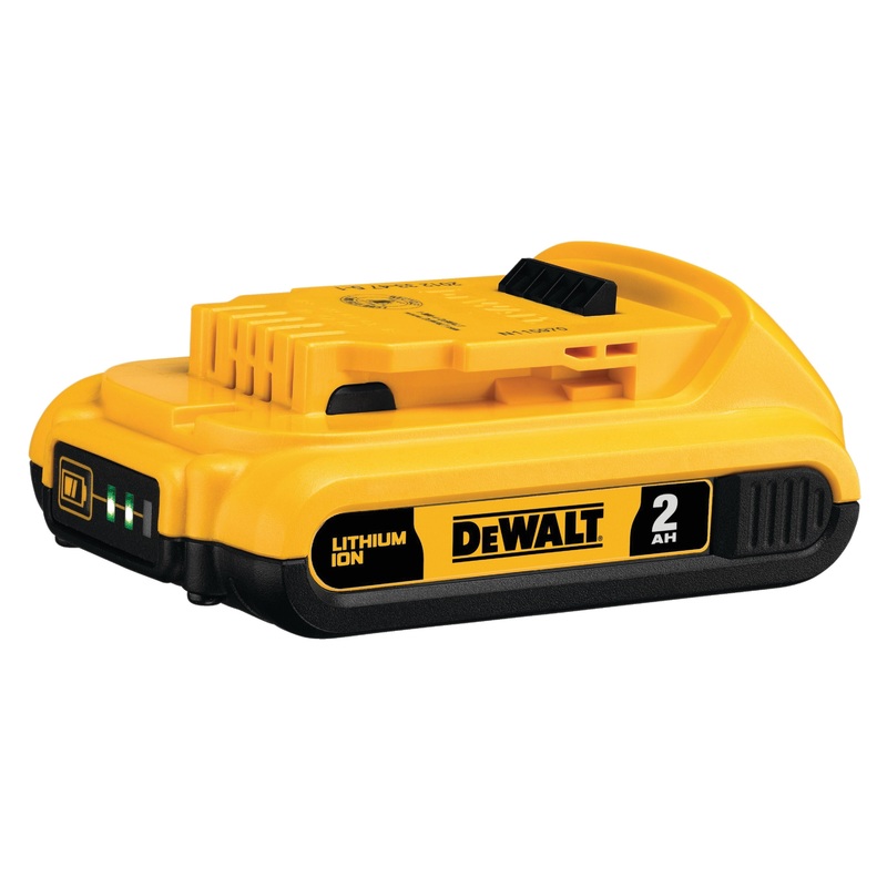 DeWALT GUARANTEED TOUGH DCB203 Compact Battery Pack, 20 VDC, 2 Ah Battery Capacity, Lithium-Ion Battery Chemistry