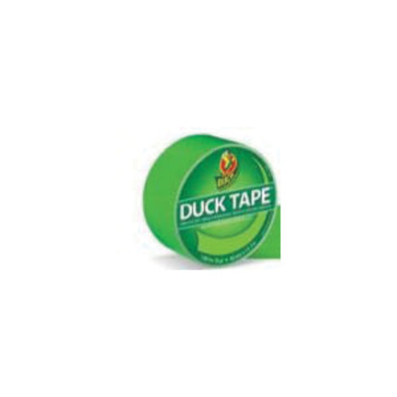 DUCK 1265018 Duct Tape, 9 mil Thick, 1.88 in W, 15 yd L, Neon Green, Rubber Adhesive, Cloth Backing