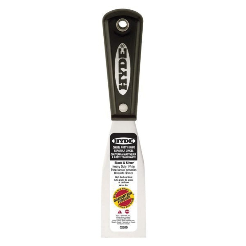 HYDE 02200 Stiff Chisel Putty Knife, 1-5/16 in W Blade, High Carbon Steel Blade, Nylon Handle
