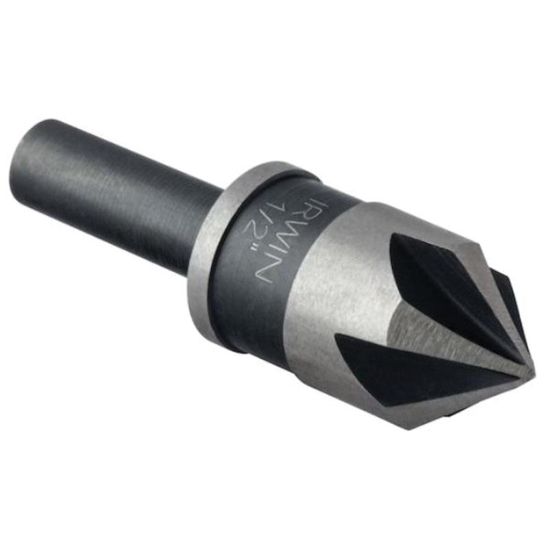 Irwin 1877714 Drill Bit Countersink, 1/4 in Drill Bit, 82 deg Countersink, Round Shank, 5 -Flute, HSS