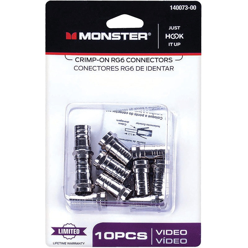 Just Hook It Up 140073-00 Coaxial Connector, Female, RG6 Coaxial Cable, Crimp-On Termination