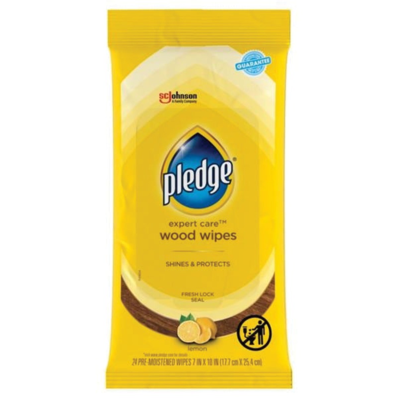 Pledge Expert Care 336297 Wood Wipes, Lemon, 24 Count, Flat Pack