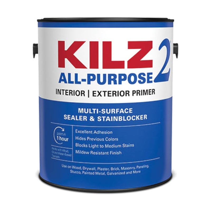 KILZ 2 20000P All-Purpose Primer, Water Base, White, 29 g/L VOC, 300 to 400 sq-ft/gal Coverage Area, 5 gal