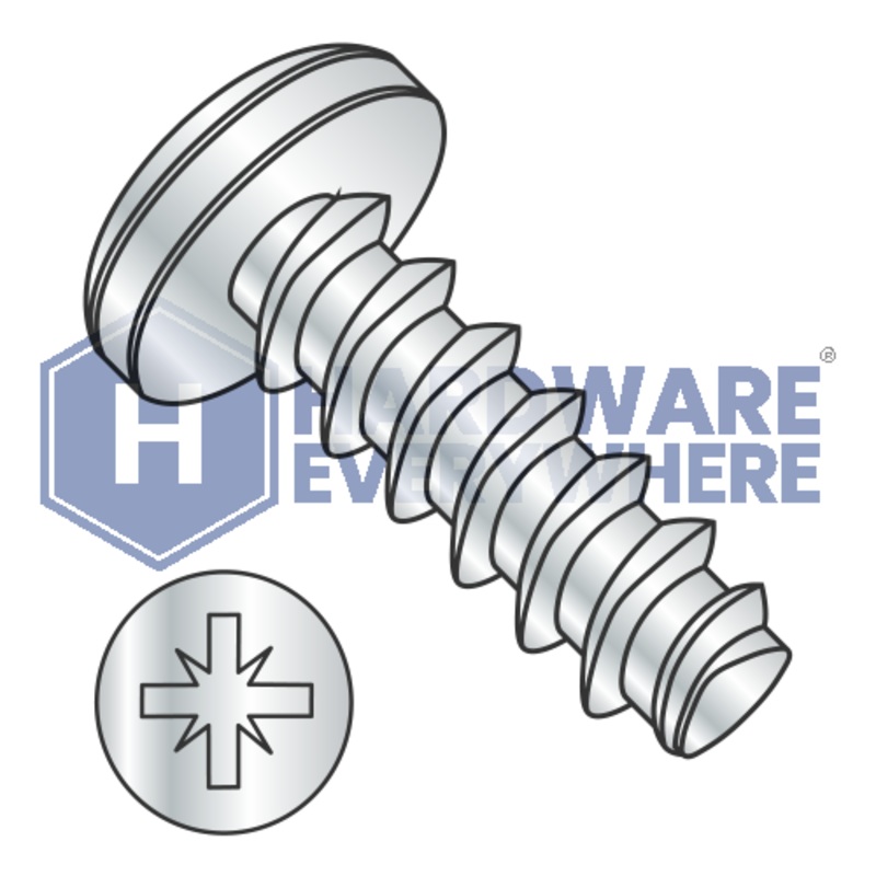 M2.2 X 10 Thread Forming Screws / Pozi / Pan Head / Steel / Zinc / Plastite (Blunt Tip) Alternate 48-2