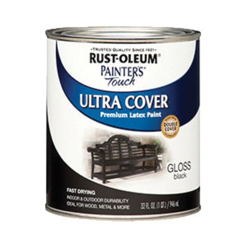PAINTER'S Touch 2X ULTRA COVER 1979502 Enamel Paint, Water Base, Black, Gloss, 40 to 90 sq-ft Coverage Area, 1 qt, Can