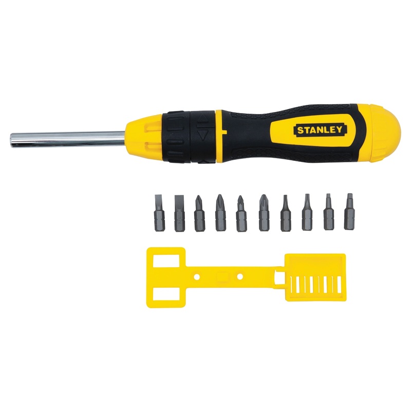 STANLEY 68010 Multi-Bit Screwdriver, Pozidrive Point, 10 in OAL, Ergonomic Handle