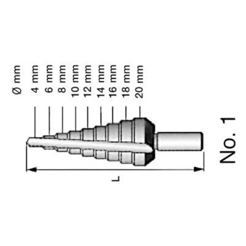 Ruko 4 - 20mm Uncoated HSS Step Drill