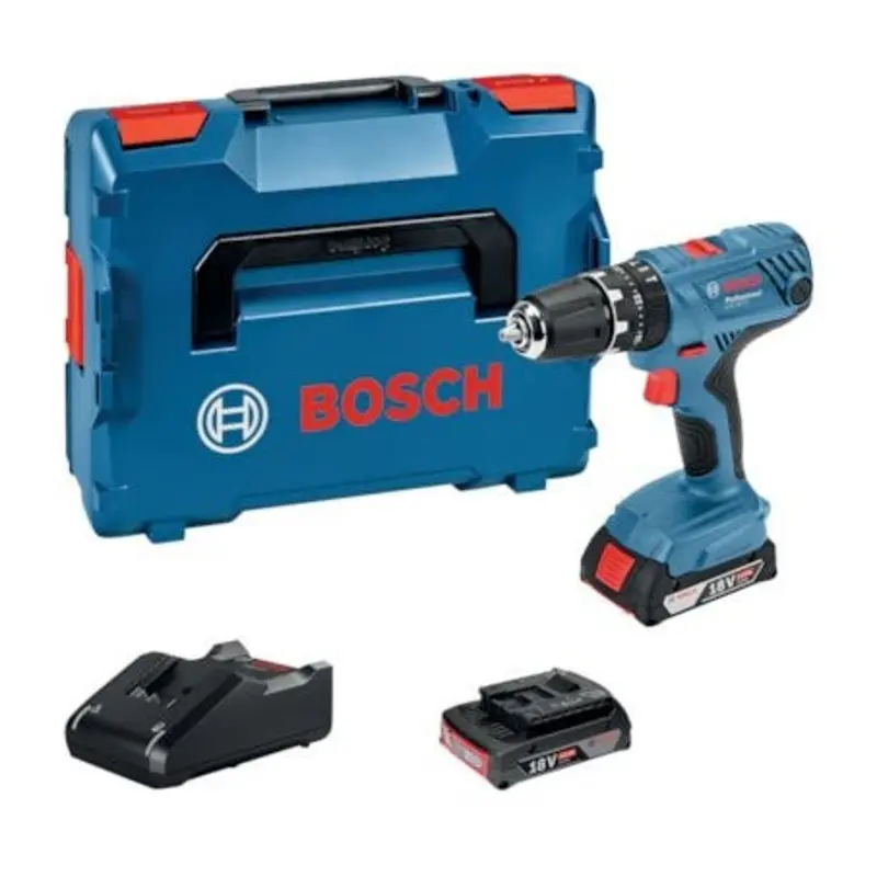 Bosch GSB18V-21 Combi Drill-2X 2.0Ah Batts In L-Box Case