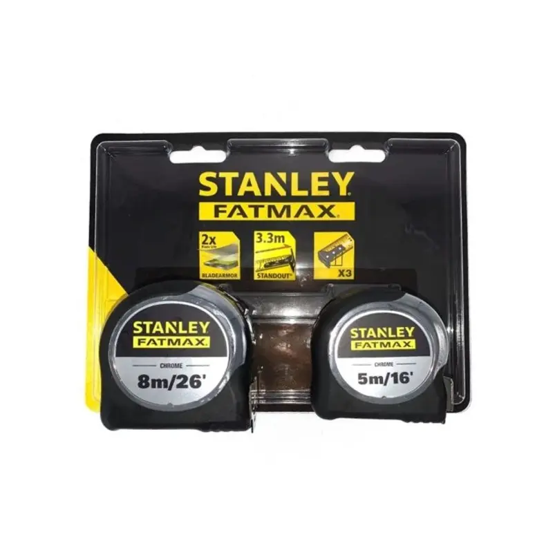 Stanley FMHT43041-0 FatMax Chrome Pocket Tape Measure Twin Pack