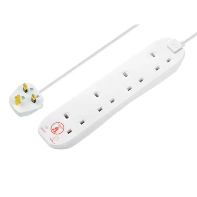 Masterplug MSTSRG4210 13A 4-Gang Extension Lead 2m White Surge Protected 240V