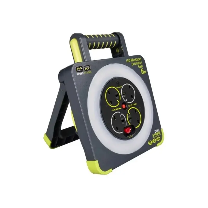 Masterplug MSTWLU05134 13A 4-Socket 5m Work Light Cable Reel 240V