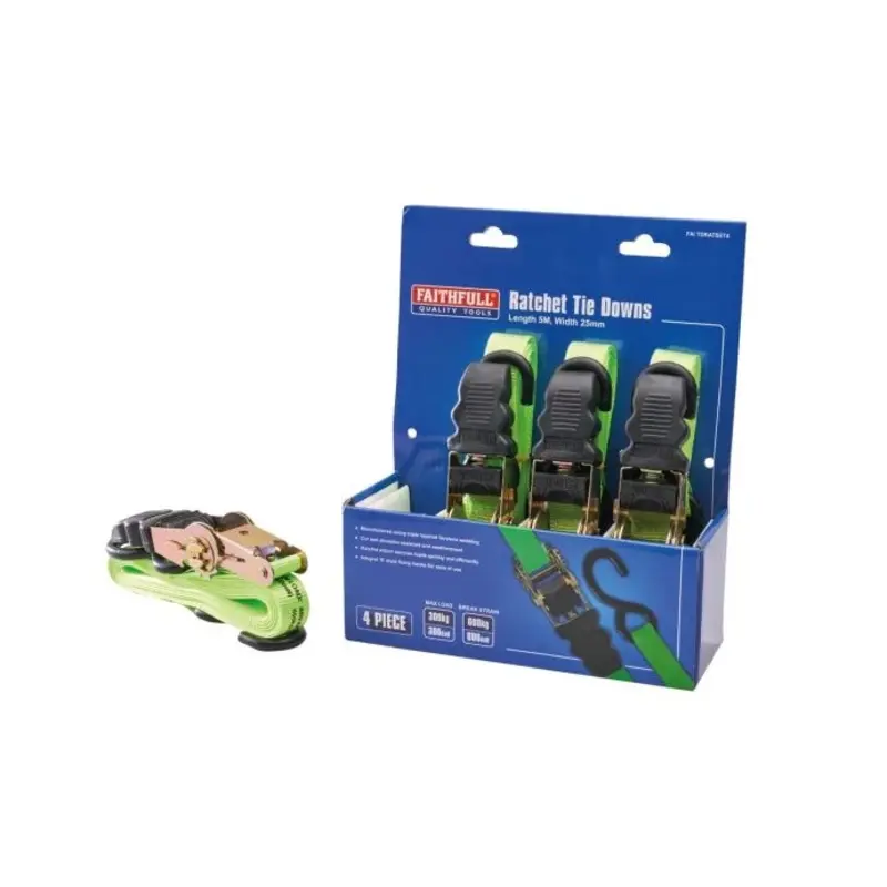 Faithfull XMS23TIEDOWN 4 Piece Ratchet Tie Down Set