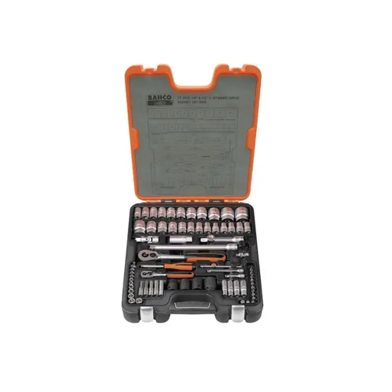 Bahco BAHS800 1/4 & 1/2in Drive Socket Set, 77 Piece