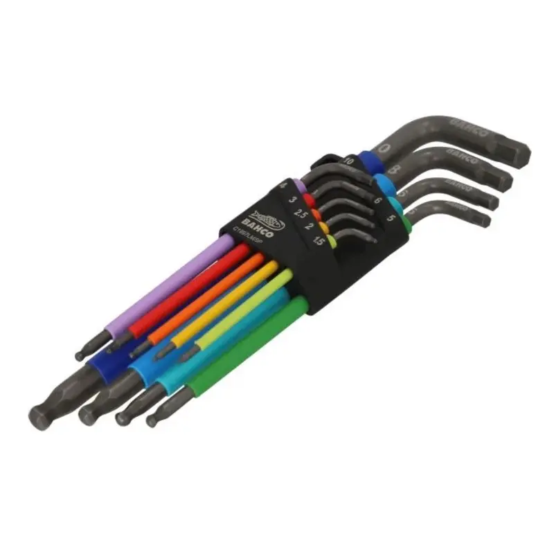 Bahco Metric Long Ball End Coloured Hex L-Key Set 9 Piece