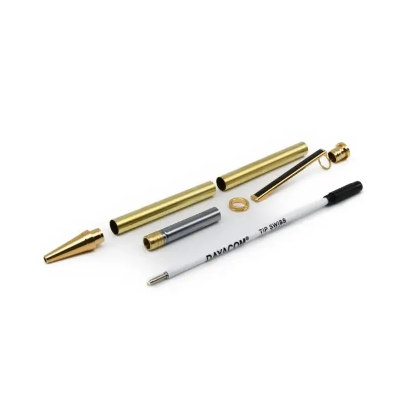 Rotur Pen Kit Dayacom Gold Black Stripe Clip 7mm Twist Slimline Pen Kit (100 Pack)