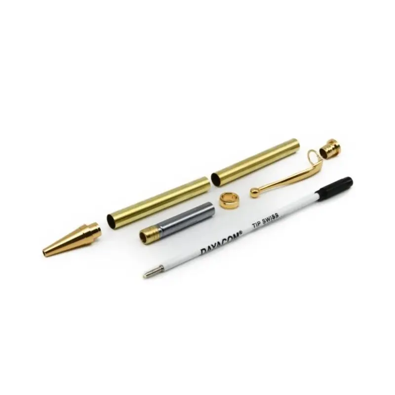 Rotur Premium Gold Dayacom Ball End Clip 7mm Twist Slimline Pen Kit 5 pack