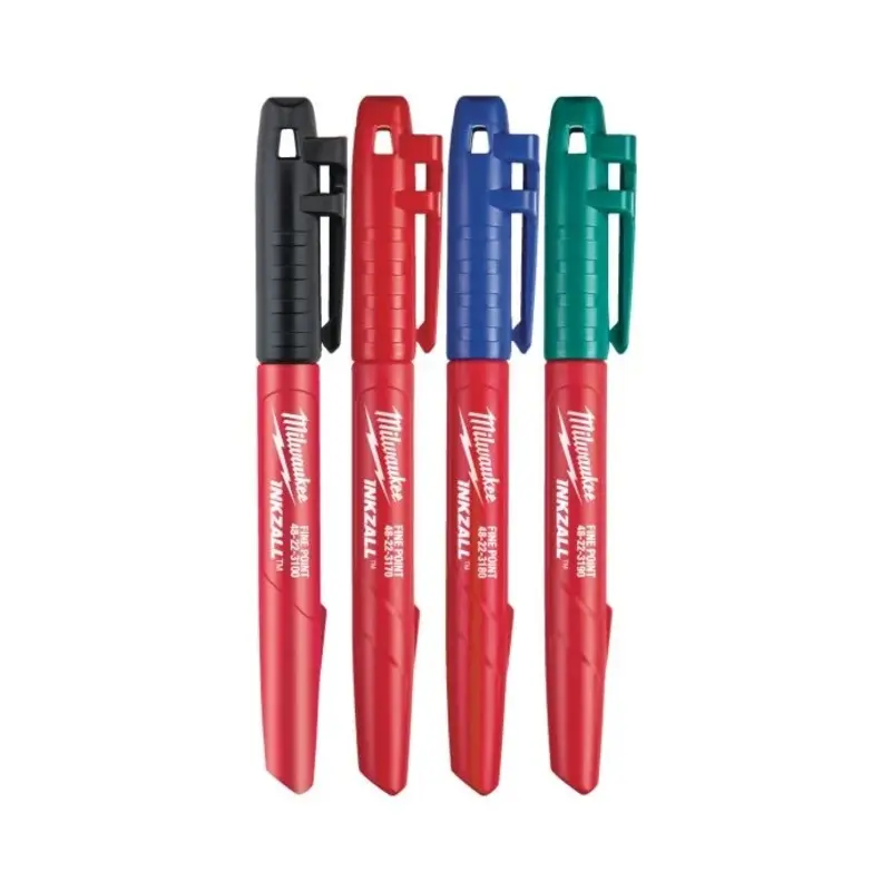 Milwaukee 48223106 Inkzall Jobsite Fine Point Markers Coloured 4 Piece