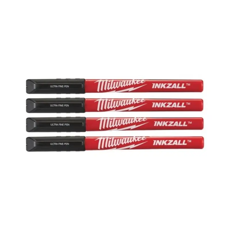 Milwaukee 48223164 Inkzall Jobsite Fine Tip Black Pens 4 Piece