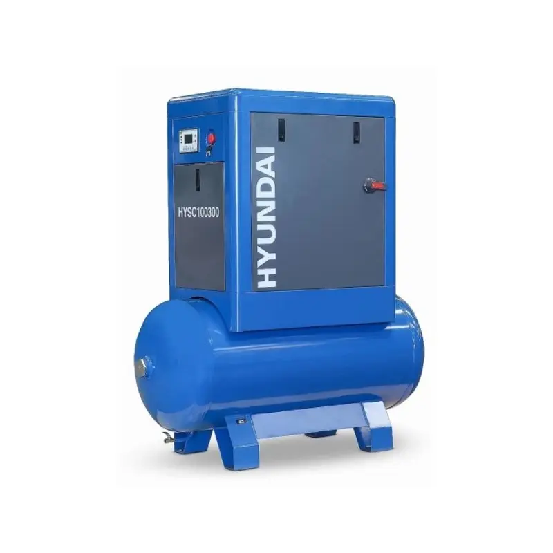 Hyundai 10hp 300L Heavy-Duty Industrial Screw Air Compressor, 400v, Quiet Running|