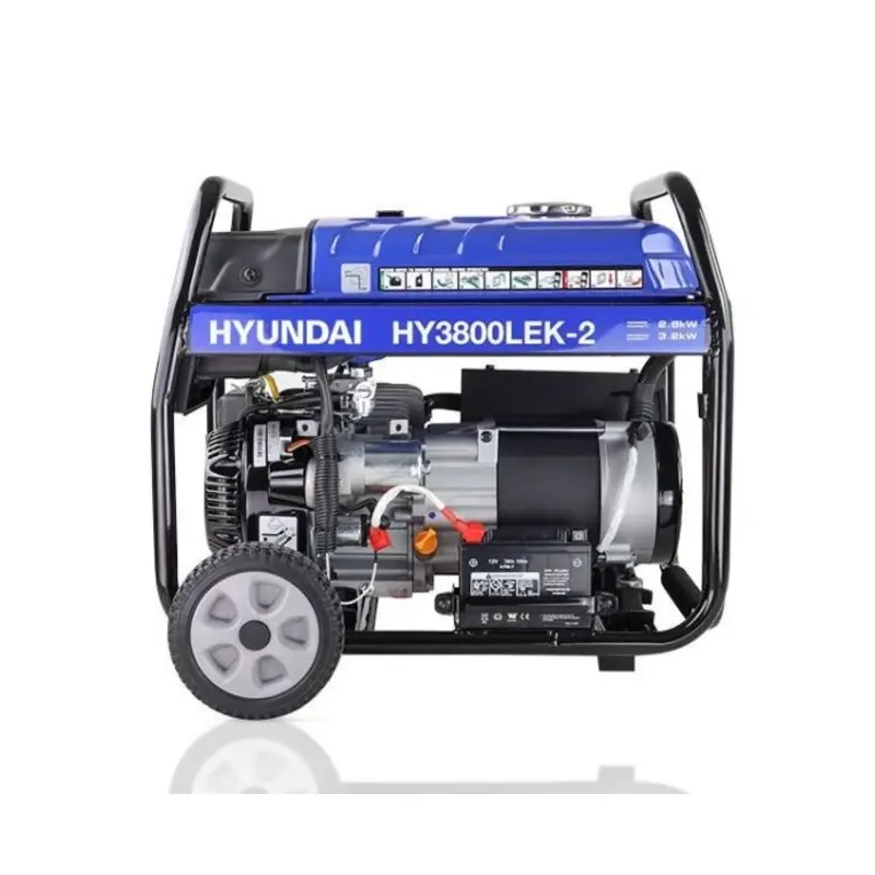 Hyundai 3.2kW / 4kVA* Petrol Site Open Generator with Electric, Recoil Start & Wheel Kit