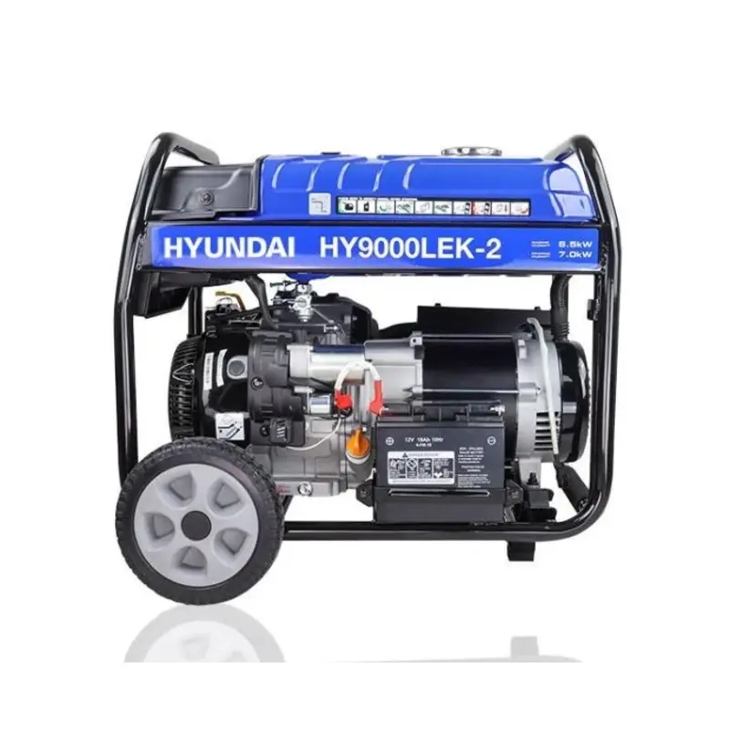 Hyundai 7kW / 8.75kVA* Petrol Open Frame Site Generator with Electric Start & Wheel Kit
