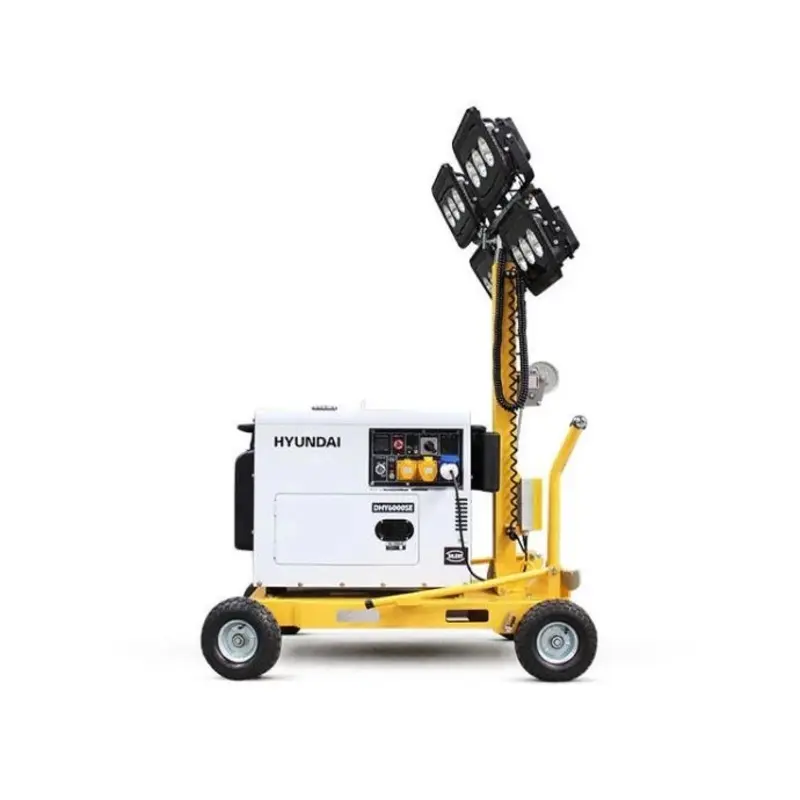 Hyundai DHY6000SE 5.2kW / 6.5kVA Diesel Generator, 3000rpm, 230v with Lighting Tower