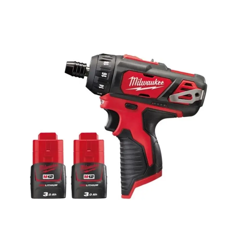 Milwaukee M12BD 12V Cordless Sub Compact Screwdriver With 2 x 3.0Ah Batteries