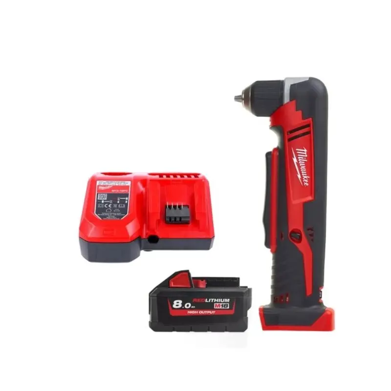 Milwaukee C18RAD 18V Cordless Right Angle Drill With 1 x 8.0Ah Battery & Charger