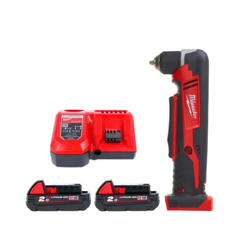 Milwaukee C18RAD 18V Cordless Right Angle Drill With 2 x 2.0Ah Batteries & Charger