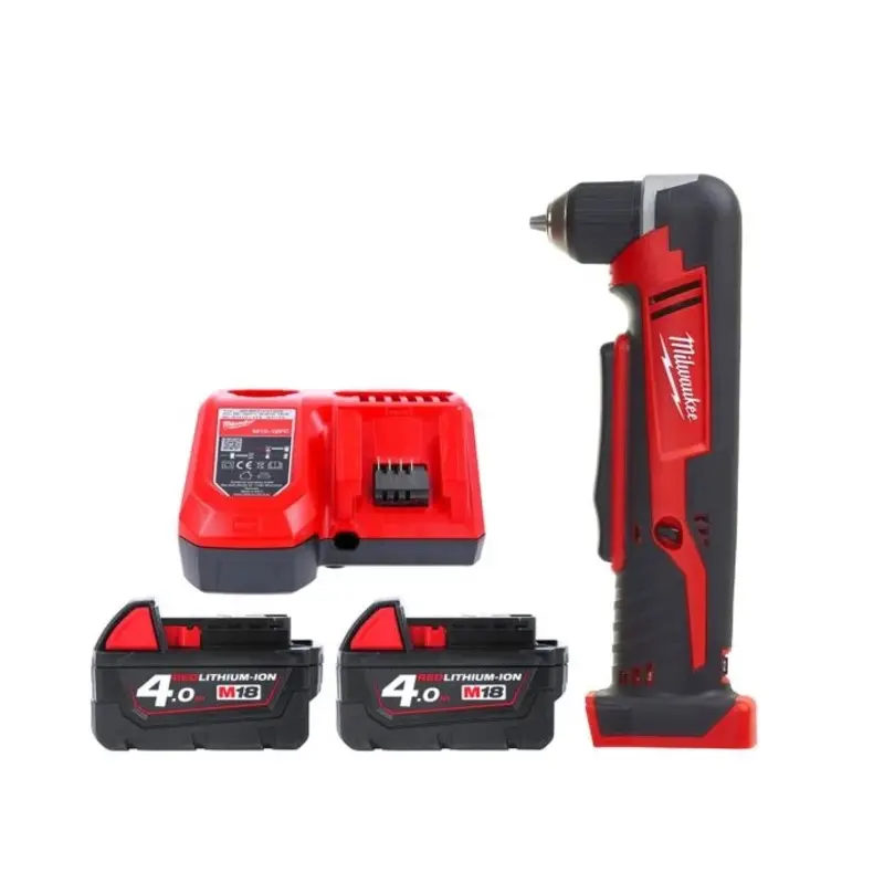 Milwaukee C18RAD 18V Cordless Right Angle Drill With 2 x 4.0Ah Batteries & Charger