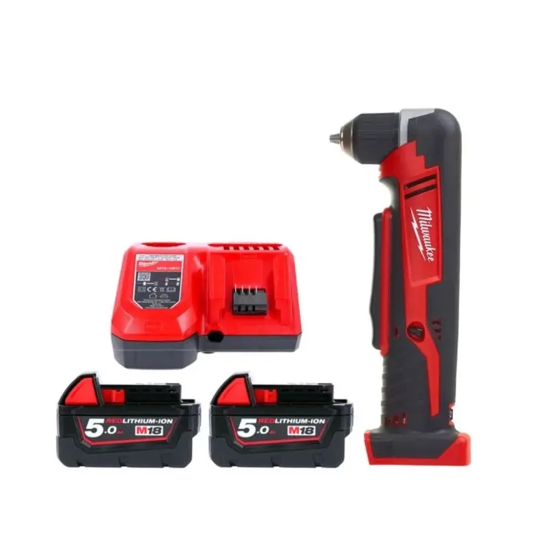 Milwaukee C18RAD 18V Cordless Right Angle Drill With 2 x 5.0Ah Batteries & Charger