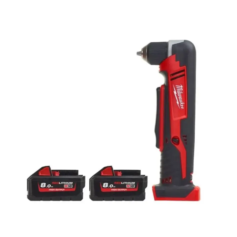 Milwaukee C18RAD 18V Cordless Right Angle Drill With 2 x 8.0Ah Batteries