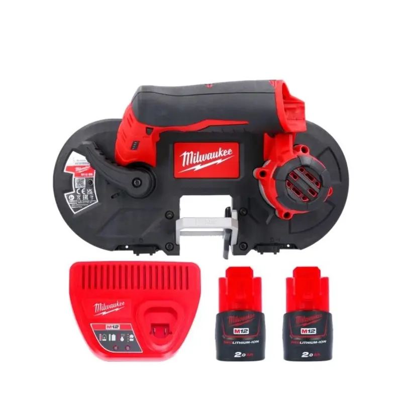 Milwaukee M12BS 12V Sub Compact Cordless Bandsaw With 2 x 2.0Ah Batteries & Charger