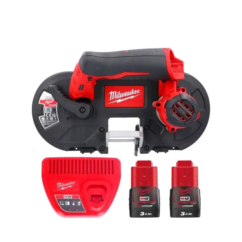 Milwaukee M12BS 12V Sub Compact Cordless Bandsaw With 2 x 3.0Ah Batteries & Charger