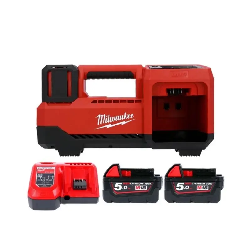 Milwaukee M18BI 18V Cordless Tyre Inflator With 2 x 5.0Ah Batteries & Charger
