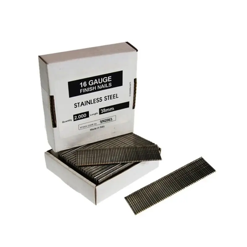 ACE & K SN2063 16 Gauge Stainless Steel Straight Angle Finish Nail 38mm - Box Qty. 2000