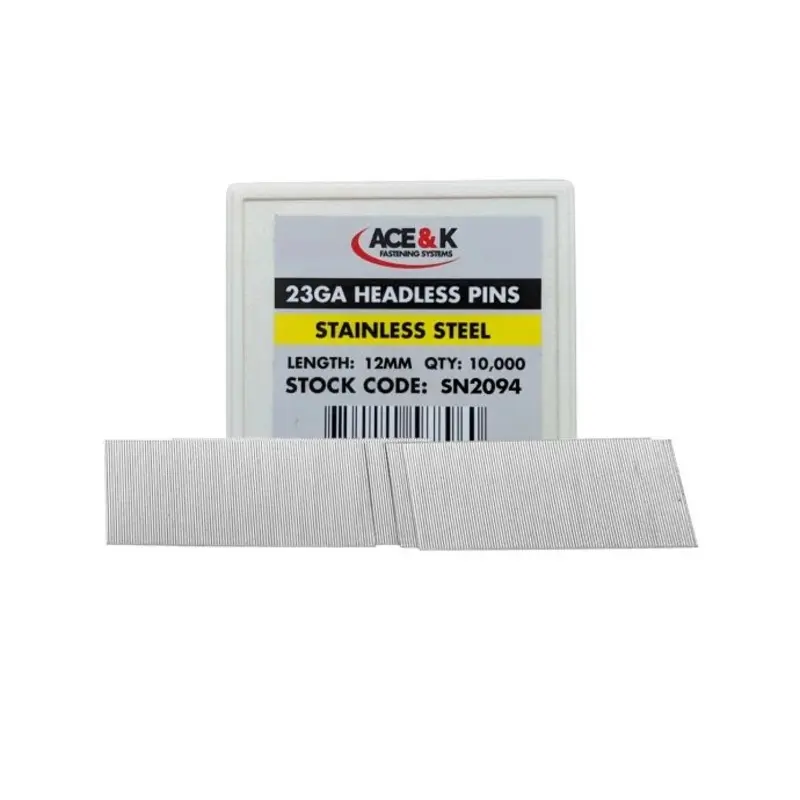 ACE & K SN2094 23 Gauge Stainless Steel Headless Pin 12mm - Box Qty. 10000