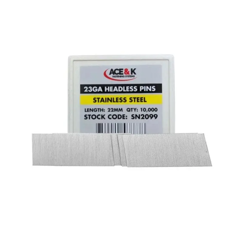ACE & K SN2099 23 Gauge Stainless Steel Headless Pin 22mm - Box Qty. 10000