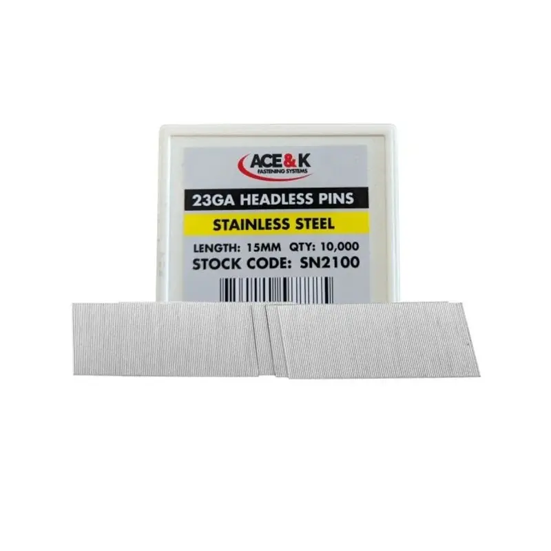 ACE & K SN2100 23 Gauge Stainless Steel Headless Pin 15mm - Box Qty. 10000