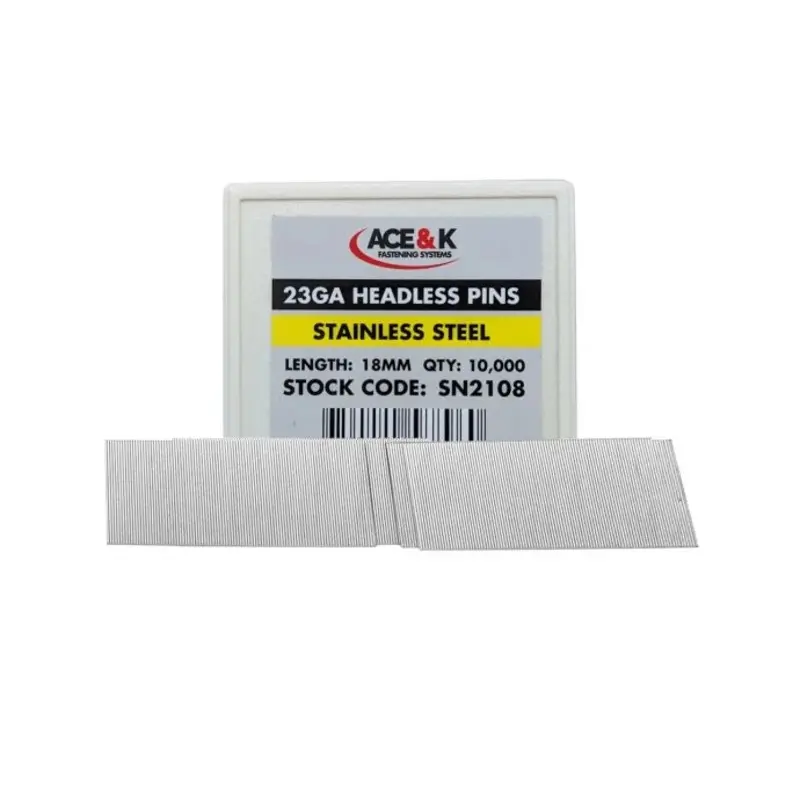 ACE & K SN2108 23 Gauge Stainless Steel Headless Pin 18mm - Box Qty. 10000