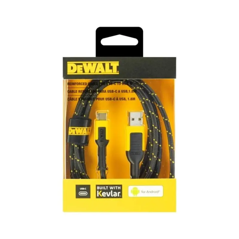 DeWalt 131-1348-DW2 1.8m/6ft Type C To USB-A Cable for Android