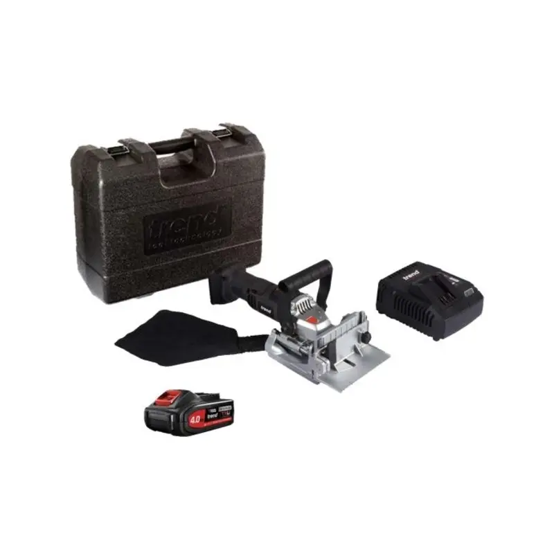 Trend T18S/BJK1 18V Cordless Biscuit Jointer With 1 x 4Ah Battery, Charger & Case