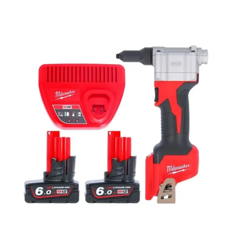 Milwaukee M12BPRT 12V M12 Cordless Pop Rivet Gun With 2 x 6.0Ah Batteries & Charger