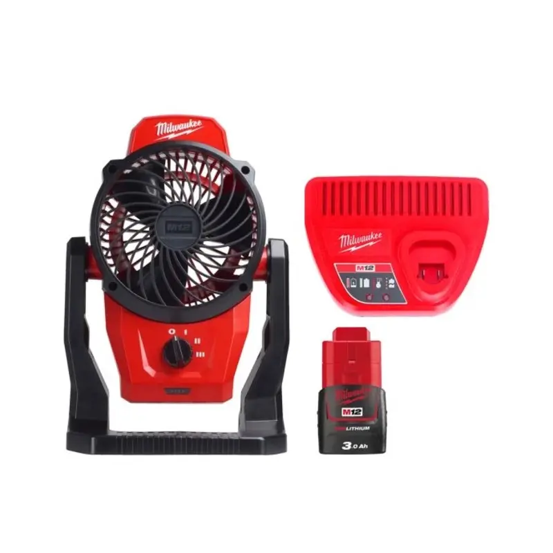 Milwaukee M12AF 12V Portable Mounting Fan 152mm With 1 x 3.0Ah Battery & Charger