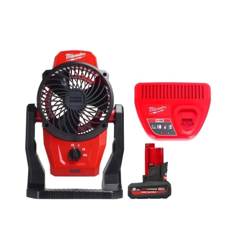 Milwaukee M12AF 12V Portable Mounting Fan 152mm With 1 x 5.0Ah Battery & Charger