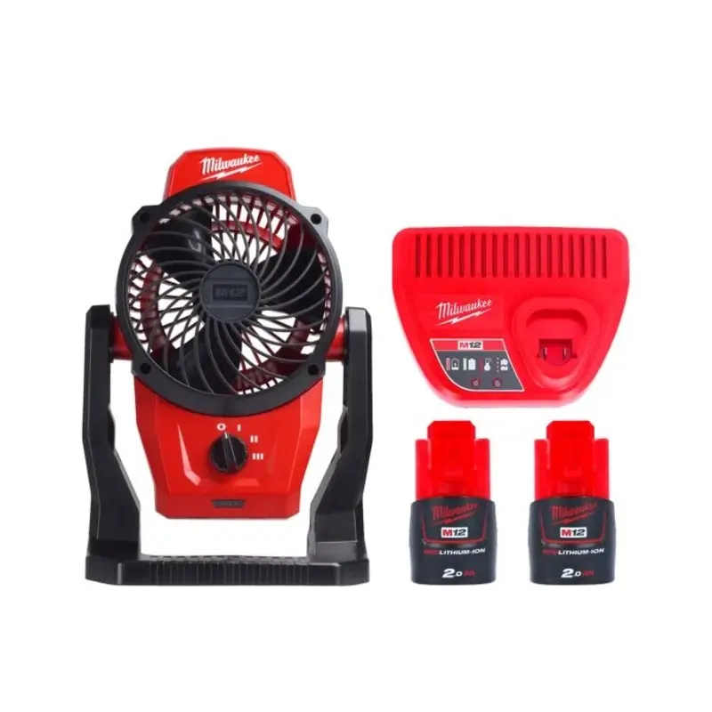 Milwaukee M12AF 12V Portable Mounting Fan 152mm With 2 x 2Ah Batteries & Charger