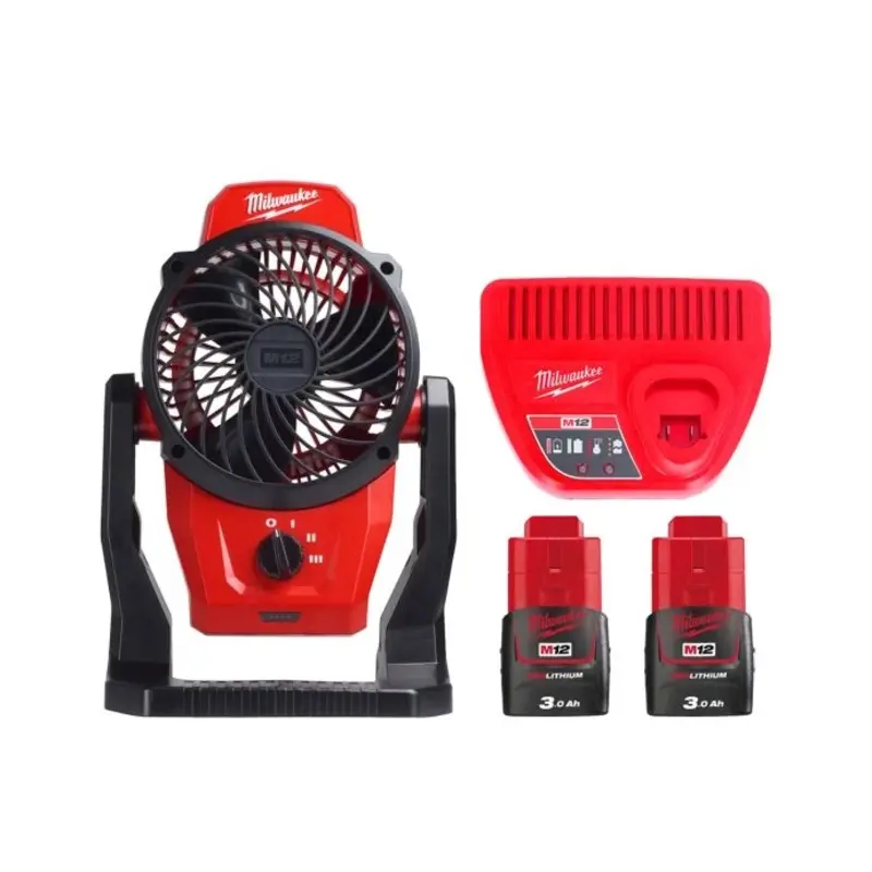 Milwaukee M12AF 12V Portable Mounting Fan 152mm With 2 x 3Ah Batteries & Charger