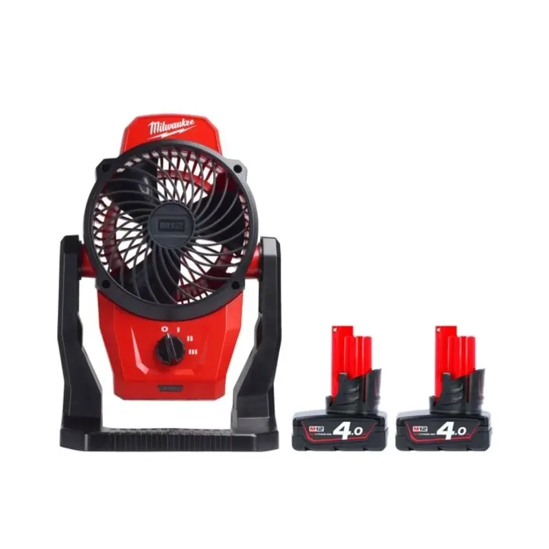 Milwaukee M12AF 12V Portable Mounting Fan 152mm With 2 x 4.0Ah Batteries