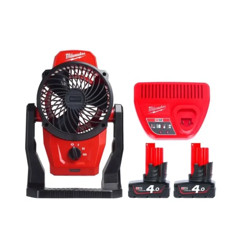 Milwaukee M12AF 12V Portable Mounting Fan 152mm With 2 x 4Ah Batteries & Charger